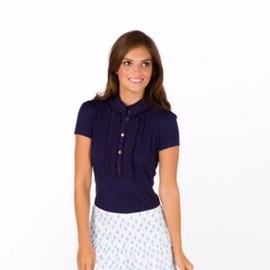 Lilly Pulitzer Navy Krista Polo Top Sz S